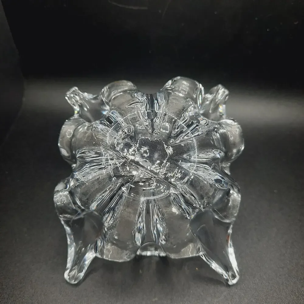 VTG Crystal Splash Basket Mid Century Glass Bowl Beautiful
